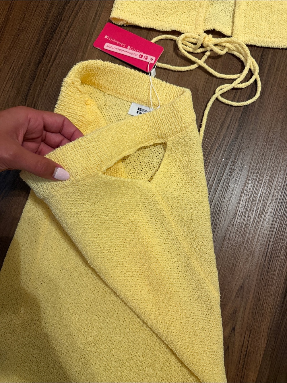 Beginning Boutique Pale Yellow Knit Maxi Skirt - Picture 2 of 4